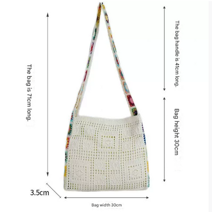 Light Khaki Chic Bohemian Hollow Knit Tote Bag | Large Capacity Crossbody Shoulder Bag | Versatile Casual Holiday Style - Image 2