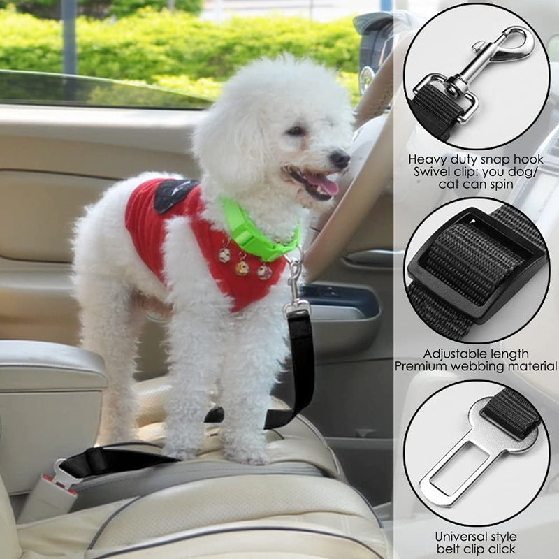 Green 5PCS Universal Adjustable Pet Car Safety Seat Belt | Heavy Duty Retractable Harness Restraint | Anti-Jump Window Safety Clip - Image 2
