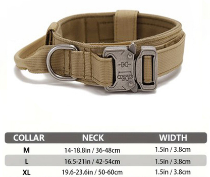 L Khaki Heavy Duty Tactical Dog Collar | Military Grade Nylon with Zinc Alloy Quick-Release Buckle | Padded Training Collar for Medium to Large Breeds - Image 2