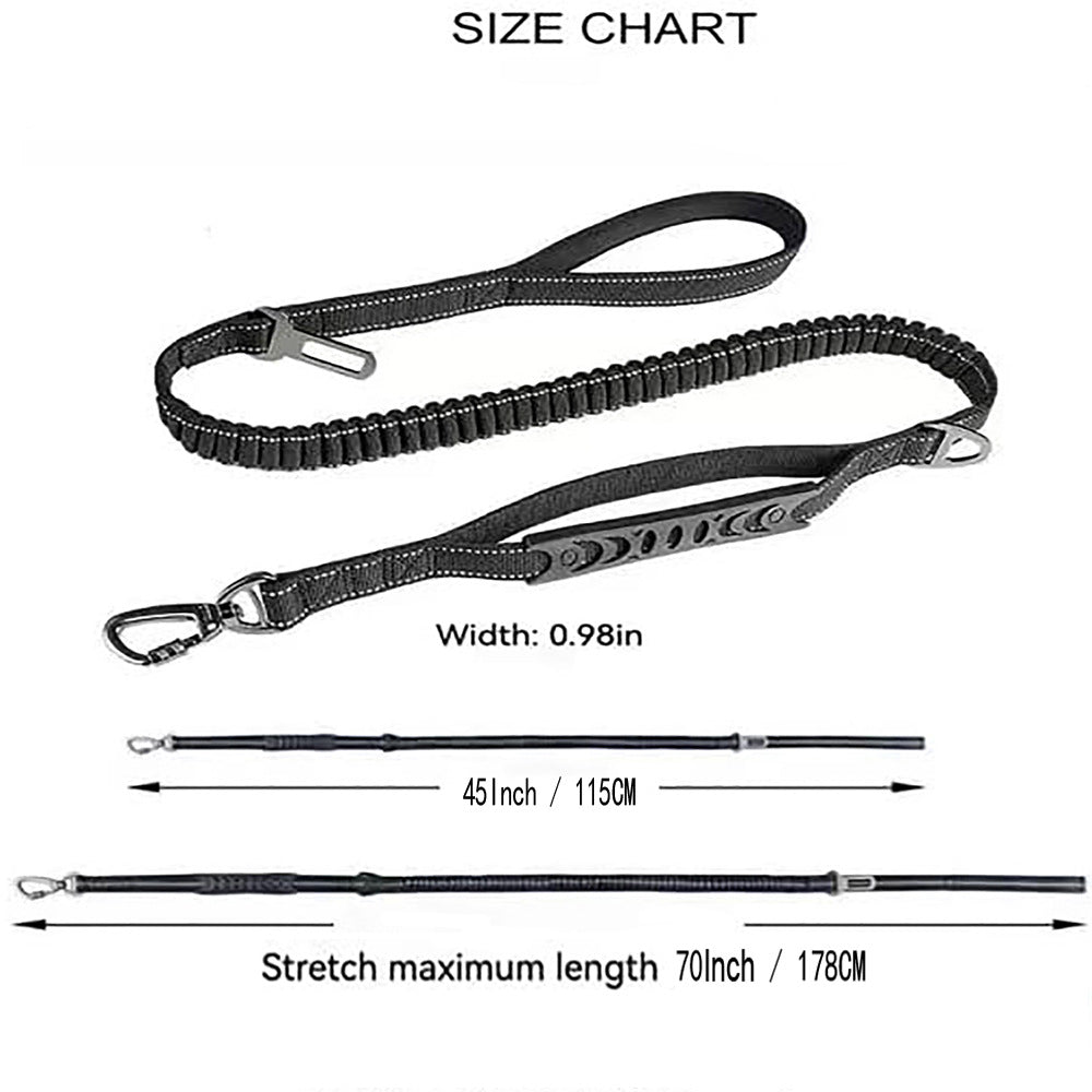 Orange Heavy Duty Elastic Bungee Dog Leash | Anti-Pull Safety Shock Absorber | Multi-Functional Training Lead for Medium to Large Dogs - Image 2