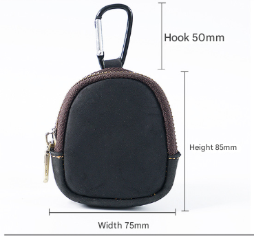 Wine Red Genuine Crazy Horse Leather Mini Coin Purse Zipper Shell Pouch Small Earphone Case Key Holder with Carabiner Clip 8.5cm for Travel - Image 2