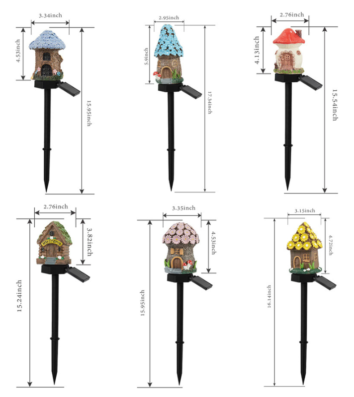 Yellow House Solar Powered Mushroom House Garden Stake Lights - Outdoor Waterproof Resin Landscape Decorative Lamps with Warm LED Glow for Patio, Lawn, and Yard - Image 2