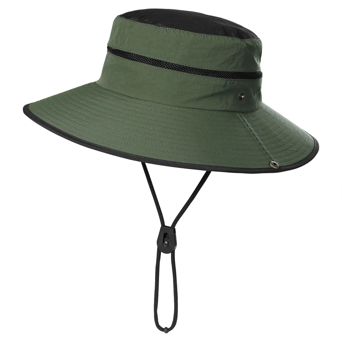 Army Green Foldable Wide Brim Sun Hat Unisex Bucket Safari Cap Adjustable 56-60cm for Fishing Hiking Camping and Outdoor Travel