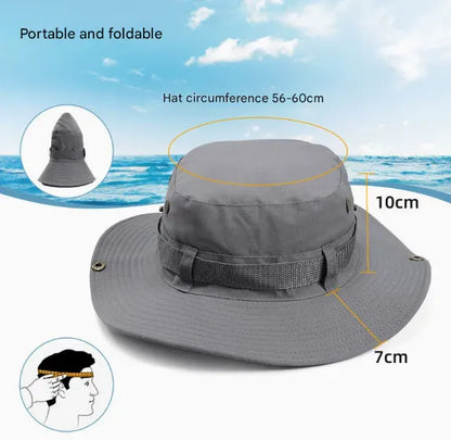 Army Green Foldable Wide Brim Sun Hat Unisex Bucket Safari Cap Adjustable 56-60cm for Fishing Hiking Camping and Outdoor Travel - Image 2