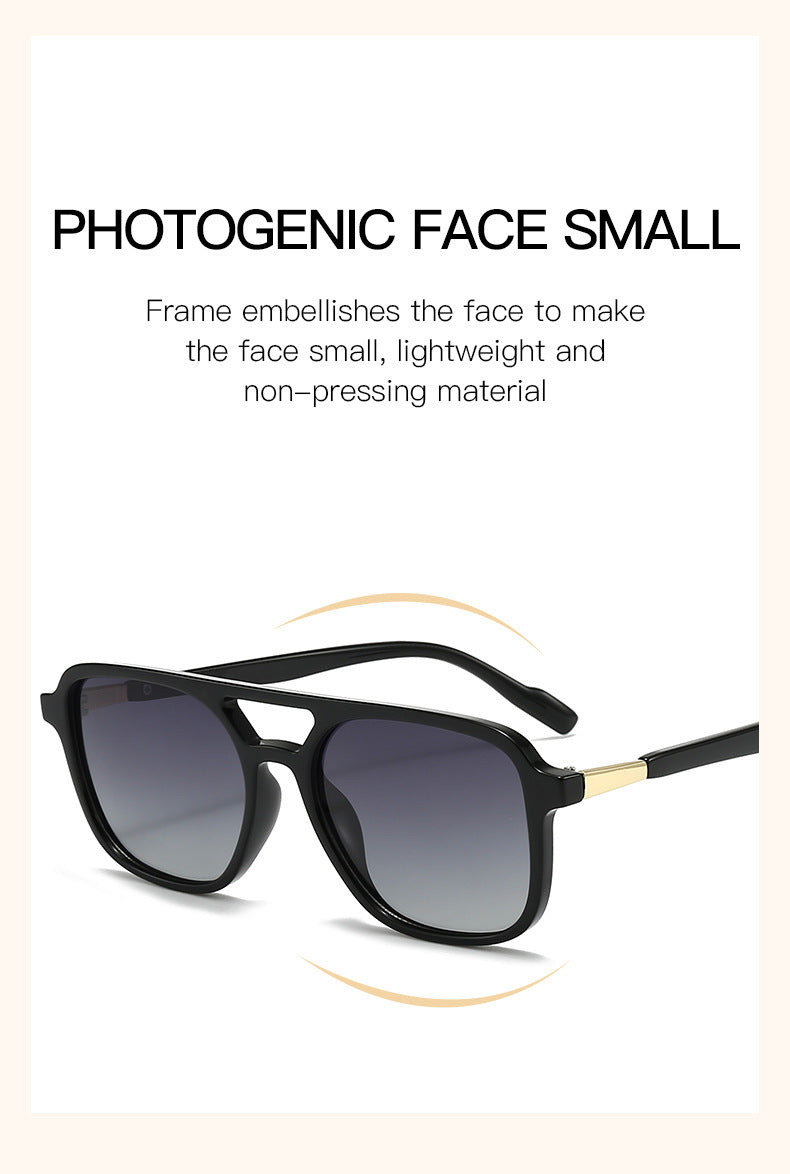 Jelly Yellow Retro Double Bridge Square Frame Polarized Sunglasses - Driving Sun Protection Eyewear - Image 3
