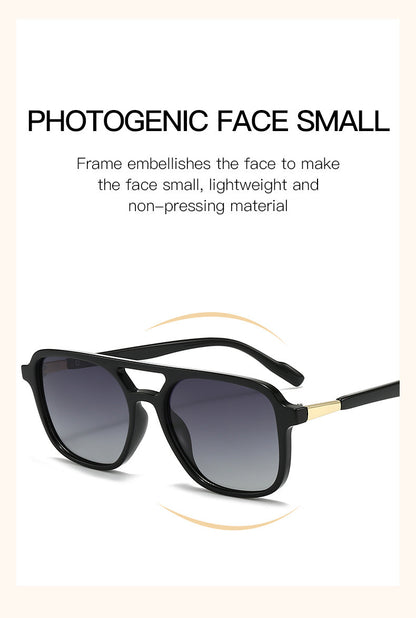 Hawksbill Turtle Retro Double Bridge Square Frame Polarized Sunglasses - Driving Sun Protection Eyewear - Image 3