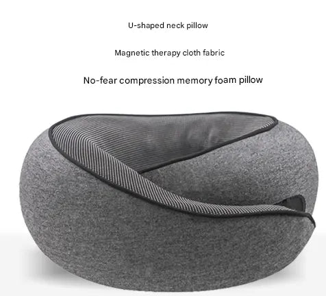 Dark Grey Ergonomic Memory Foam Travel Neck Pillow - U-Shaped Support for Naps & Journeys - Image 2