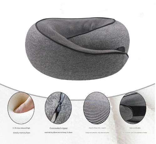 Pink Ergonomic Memory Foam Travel Neck Pillow - U-Shaped Support for Naps & Journeys - Image 3