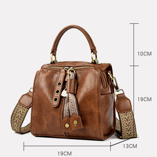 Green Vintage Look PU Leather Box Bag | Stylish Top Handle Crossbody Tote | Multi-Carry Bucket Bag with Wide Strap - Image 2