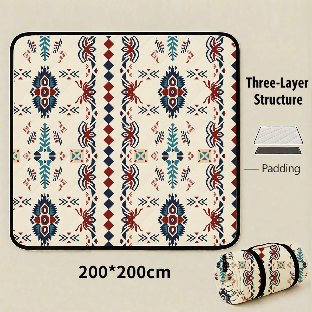 Seattle Extra Large 200x200cm Waterproof Picnic Mat - Portable Thickened Oxford Cloth Outdoor Camping Blanket for Beach, Parks and Family Outings