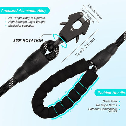 Orange High Strength Nylon Rope Dog Leash | 1.5M Heavy Duty Lead with Anodized Frog Clip | Padded Comfort Handle for Training - Image 2