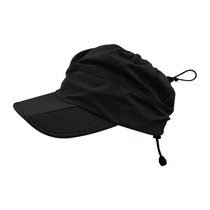Black Outdoor Quick Dry Sun Hat - Foldable Visor Cap - UV Protection - 55-58cm