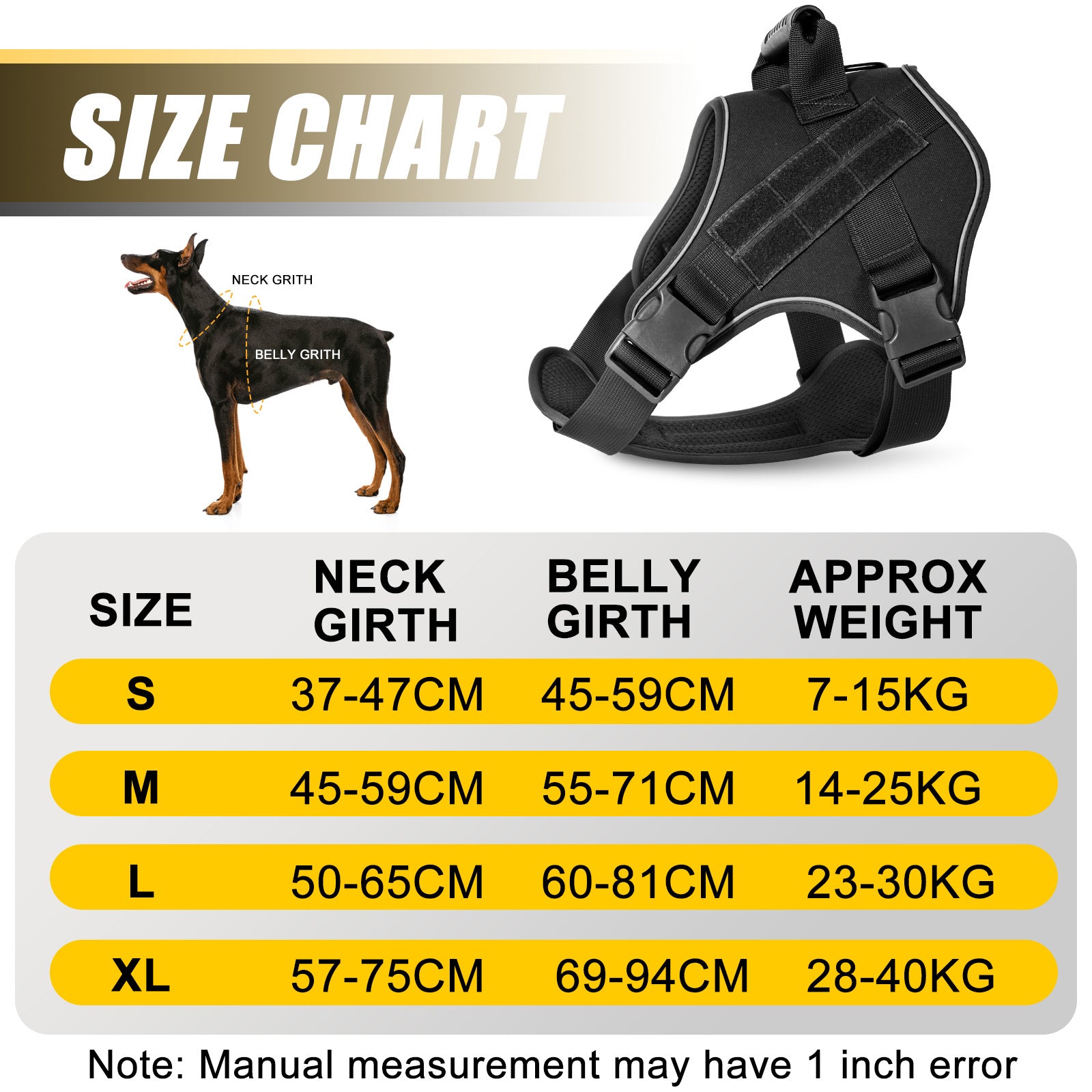 S Black Professional Tactical No-Pull Dog Harness | Reflective Breathable Mesh Vest | Heavy Duty Training Gear with Control Handle - Image 2