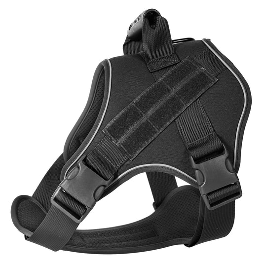 L Black Professional Tactical No-Pull Dog Harness | Reflective Breathable Mesh Vest | Heavy Duty Training Gear with Control Handle