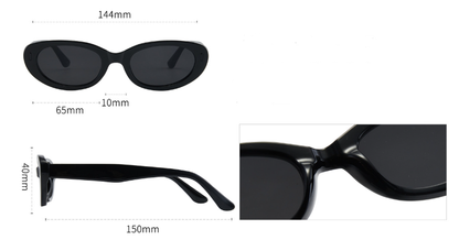 2PCS Black Grey Retro Oval Cat-Eye Sunglasses - Chic Influencer-Style Shades - Image 2