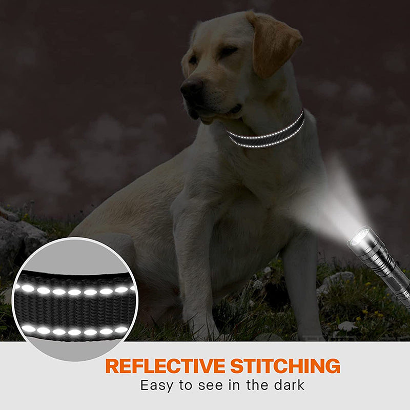 Rose Red 5pcs Tactical Reflective Dog Collar with Quick-Release Safety Lock | Neoprene Padded Nylon | GPS Tracker Pouch Compatible - Image 3