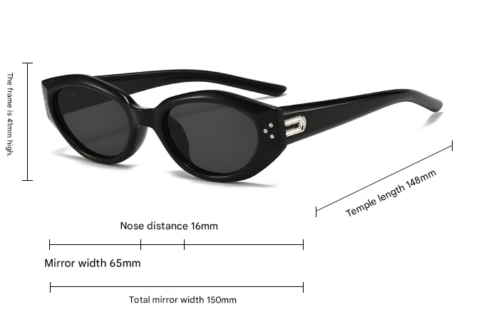 Black Retro Oval Sunglasses for Women | Face-Slimming High-End Design | Ultra-Light UV Protection 3-Piece Set - Image 2