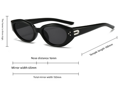 Black Retro Oval Sunglasses for Women | Face-Slimming High-End Design | Ultra-Light UV Protection 3-Piece Set - Image 2