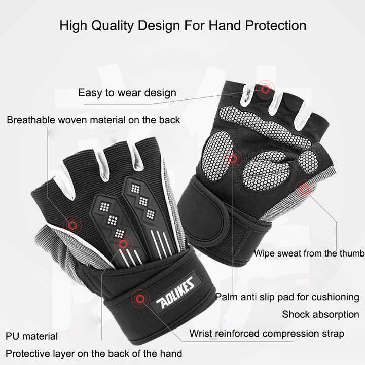 XL Red Fingerless Workout Gloves with Wrist Support - Non-Slip, Breathable Gym Gloves for Weightlifting and Cycling - Image 4