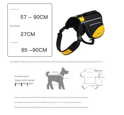 Orange Reflective Dog Saddle Harness with Storage Bags - Adjustable Pet Backpack for Outdoor Adventures - Image 3