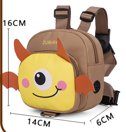 Brown Cute Cartoon Monster Pet Backpack | Small Dog Self-Wearing Snack Bag | Adjustable Harness with Leash Attachment and Waste Bag Dispenser - Image 2