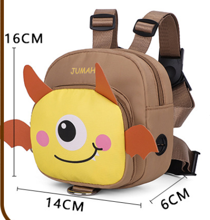 Navy Blue Cute Cartoon Monster Pet Backpack | Small Dog Self-Wearing Snack Bag | Adjustable Harness with Leash Attachment and Waste Bag Dispenser - Image 2