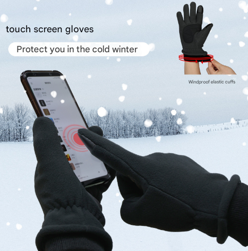 S Pink Warm Windproof Touchscreen Gloves - Anti-Slip Grip for Winter Cycling & Outdoor Sports - Image 3