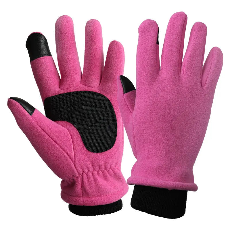 XL Pink Warm Windproof Touchscreen Gloves - Anti-Slip Grip for Winter Cycling & Outdoor Sports