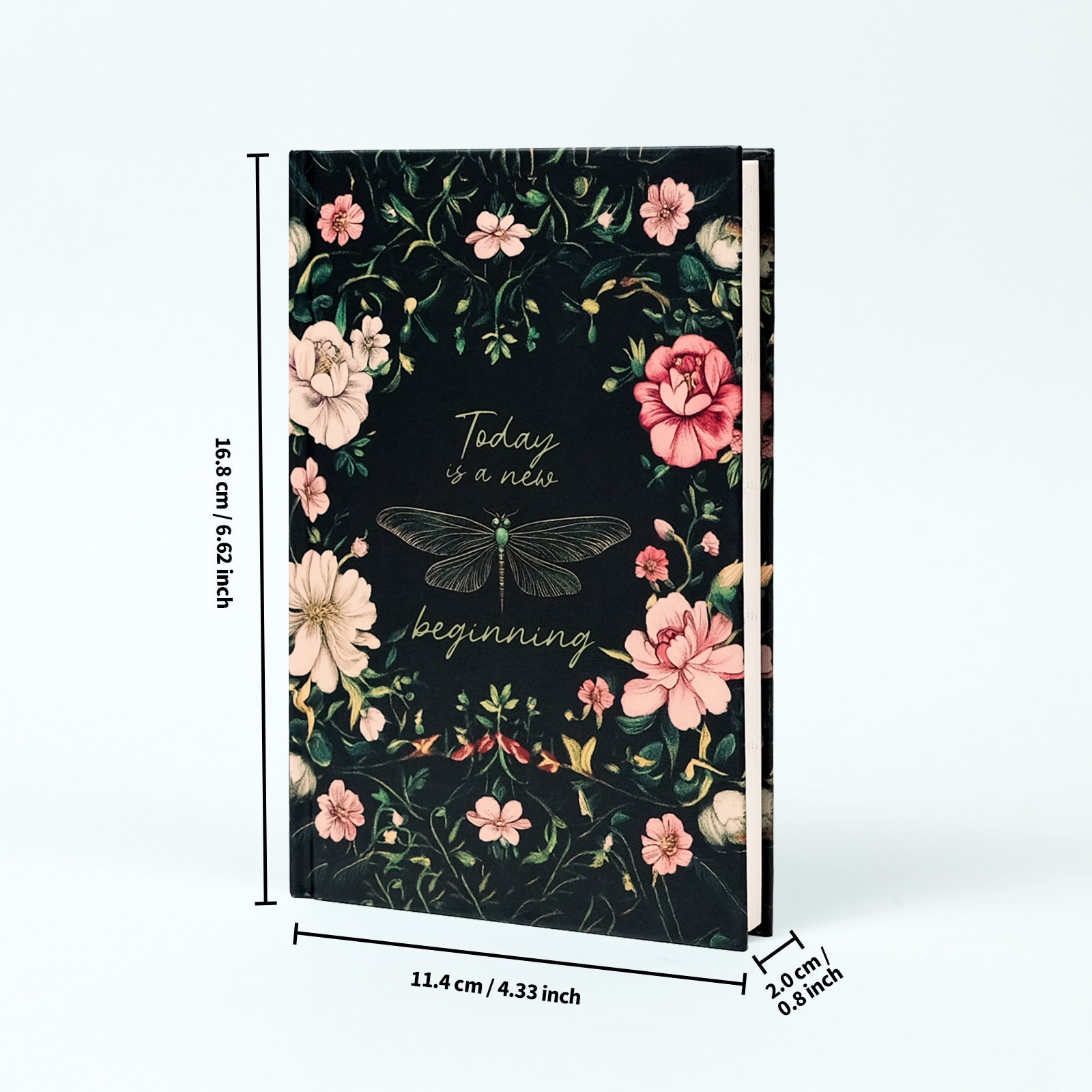2PCS Elegant Vintage Floral Hardcover Notebook | Today is a New Beginning Dragonfly Journal | Creative A6 Portable Planner - Image 2