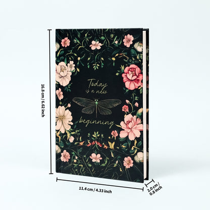2PCS Elegant Vintage Floral Hardcover Notebook | Today is a New Beginning Dragonfly Journal | Creative A6 Portable Planner - Image 2