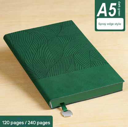 Green 2-Piece Set Premium A5 Business Notebooks | 240 Pages Soft Faux Leather Diary | Professional Color-Edged Journal