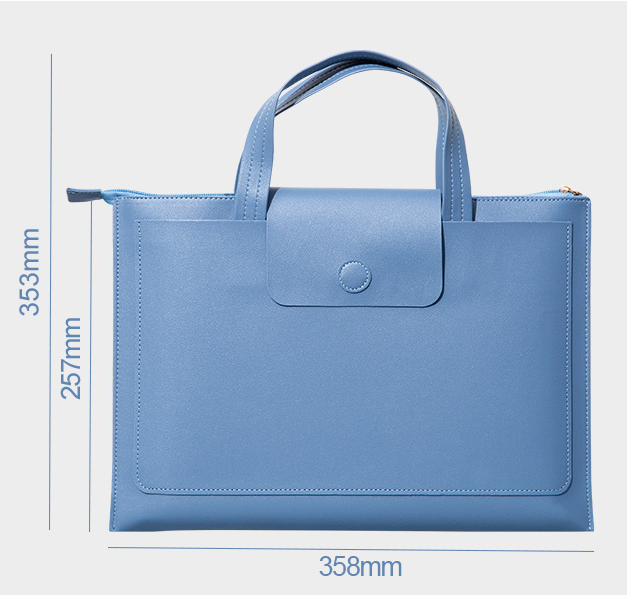 Orange Premium PU Leather Handheld Document Bag | Professional A4 File Organizer | Zippered Business Portfolio Tote - Image 2