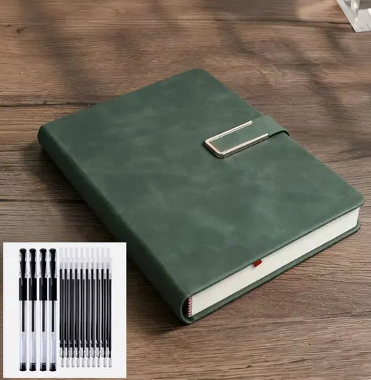 25-Piece Premium A5 Business Notebook Set | Soft PU Leather Journal with 4 Pens and 20 Ink Refills | Professional Writing Stationery Kit