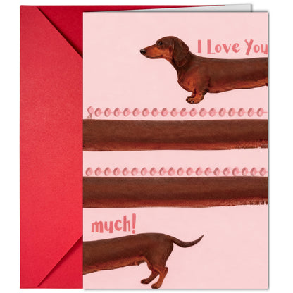 10-Pack Adorable Dachshund Valentine's Day Greeting Cards with Red Envelopes | Funny Long Dog I Love You Anniversary Cards