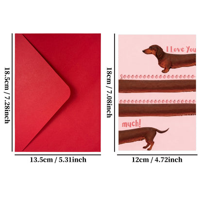 10-Pack Adorable Dachshund Valentine's Day Greeting Cards with Red Envelopes | Funny Long Dog I Love You Anniversary Cards - Image 2