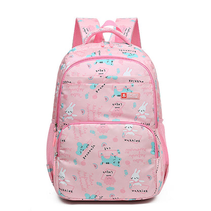 Pink Premium Large Capacity Cute Cartoon Student Backpack | Multi-Layered Casual School Bag | Ergonomic Travel Daypack for Kids 46cm