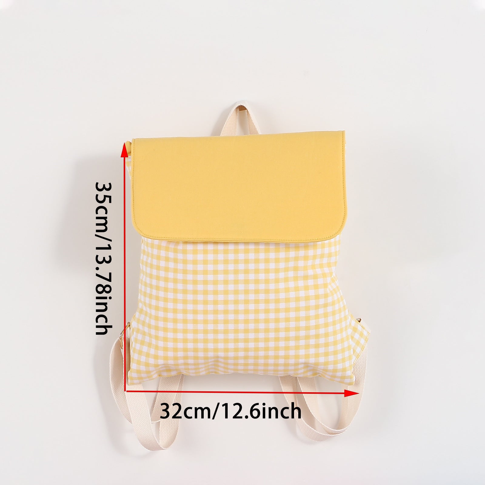 Pink Trendy Gingham Checkered Canvas Backpack | Aesthetic Student School Bag | Casual Daily Travel Daypack - Image 2
