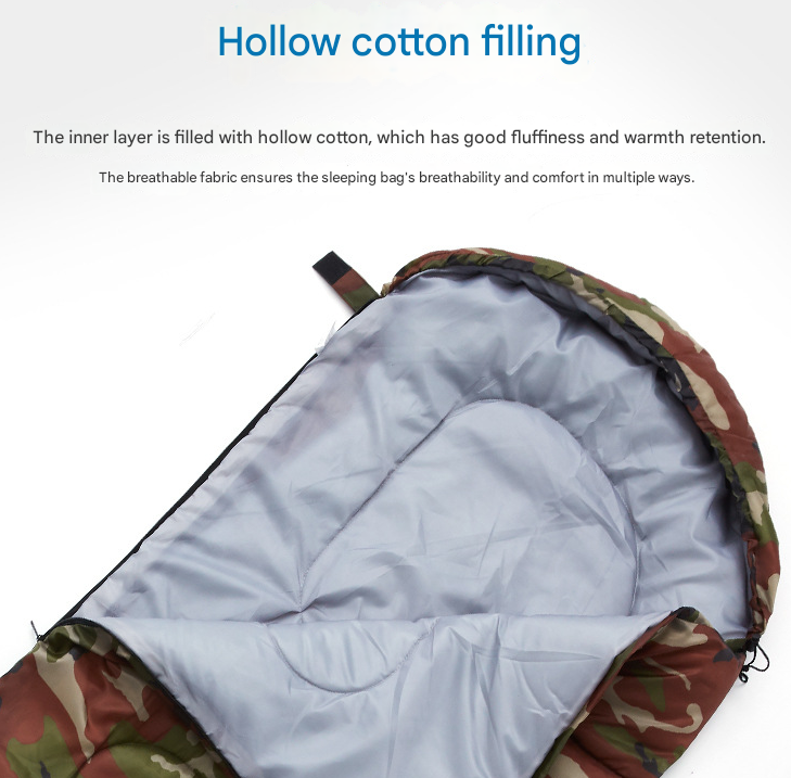 Camouflage 0.7kg Ultra-Lightweight Compact Sleeping Bag | Portable Outdoor Camping & Travel Gear | Breathable Warm Weather Sleep System - Image 2