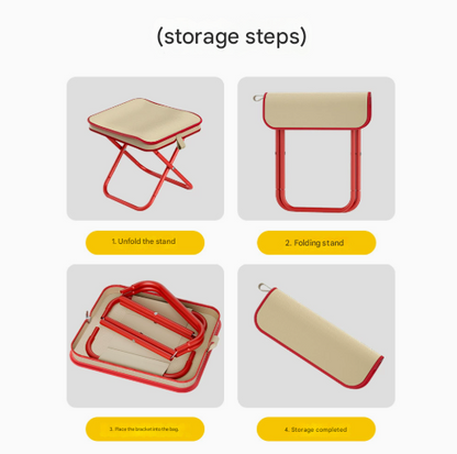 Black Premium 2-Piece Portable Folding Stool Set | Lightweight Compact Camping Chairs | Durable Outdoor Seats for Fishing, Picnics, and Hiking - Image 2