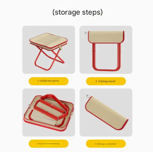 Red Premium 2-Piece Portable Folding Stool Set | Lightweight Compact Camping Chairs | Durable Outdoor Seats for Fishing, Picnics, and Hiking - Image 2