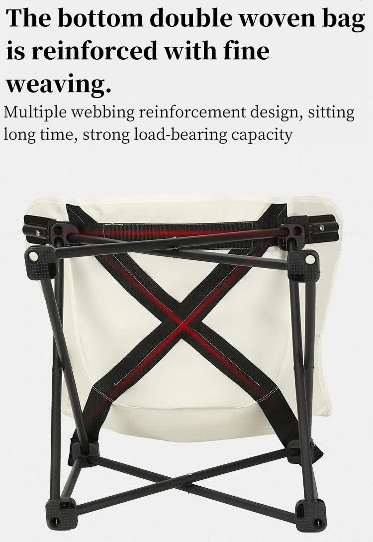 Black Outdoor Folding Camping Chair - Portable Lounge Chair, Lightweight Beach Chair, Fishing Stool, and Picnic Seat, Perfect for Outdoor Adventures - Image 3