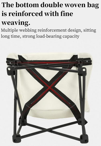 White Outdoor Folding Camping Chair – Portable Lounge Chair, Lightweight Beach Chair, Fishing Stool, and Picnic Seat, Perfect for Outdoor Adventures - Image 3