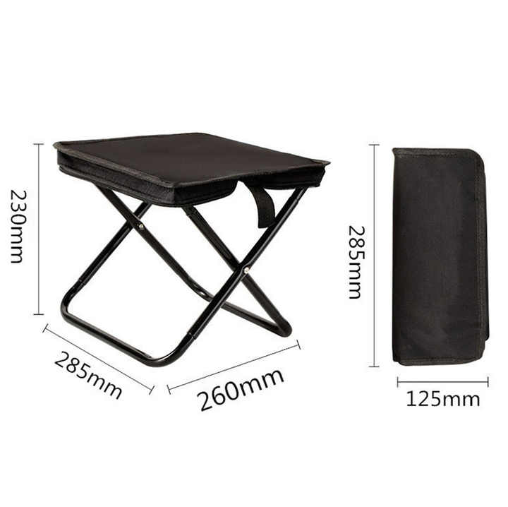 Black Outdoor Folding Stool with Carrying Handle - Portable Camping Seat, Fishing Chair, Collapsible Zipper Stool for Outdoors, Queueing, and More - Image 2