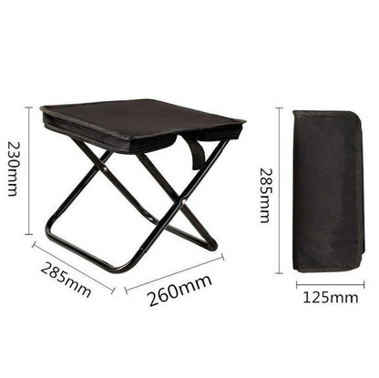 Black Outdoor Folding Stool with Carrying Handle - Portable Camping Seat, Fishing Chair, Collapsible Zipper Stool for Outdoors, Queueing, and More - Image 2