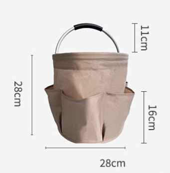 Navy Blue 17L Collapsible Handheld Storage Bucket | Multi-Pocket Portable Camping & Picnic Basket | Durable Waterproof Organizer for Beach, Bath and Shopping - Image 2