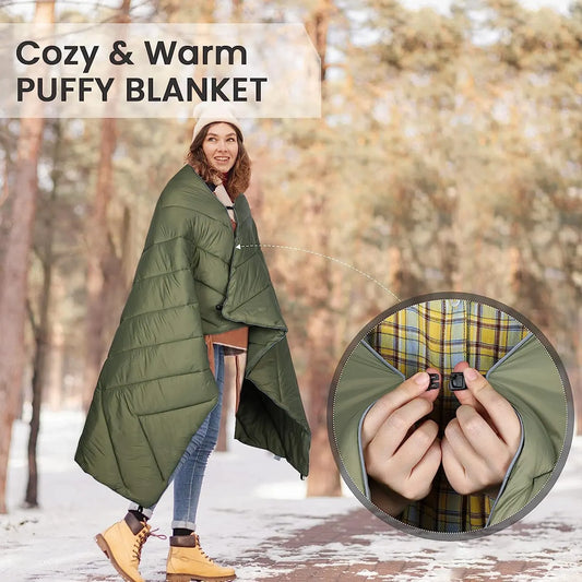 Blue Compact Lightweight Quilted Blanket - Soft, Warm, and Portable for Outdoor Adventures - Image 6