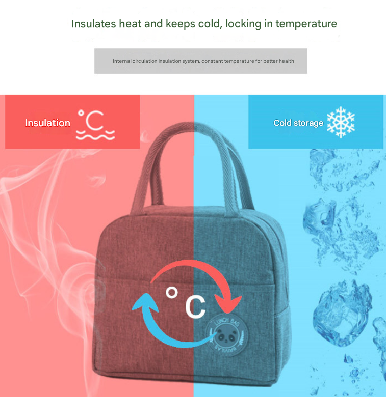 Red Portable Insulated Lunch Bag for Kids & Adults | Cute Panda Thermal Bento Tote | Lightweight Water-Resistant Meal Prep Bag - Image 2