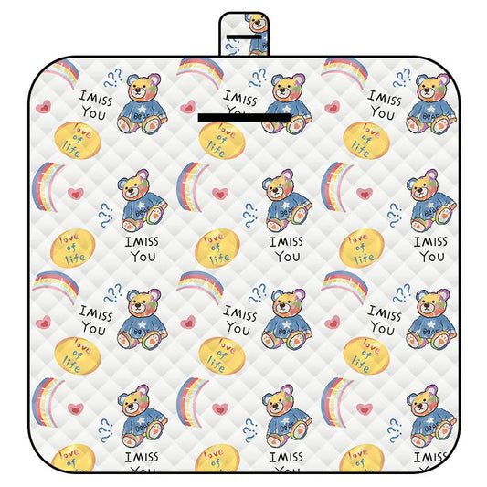 Rainbow Bear Thick Waterproof Foldable Picnic Mat - 150x200cm for Camping & Beach