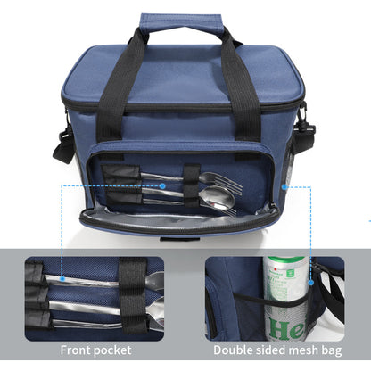 Black Versatile Large-Capacity Picnic Insulated Bag - Detachable Shoulder Strap & Ice Pack - Image 4