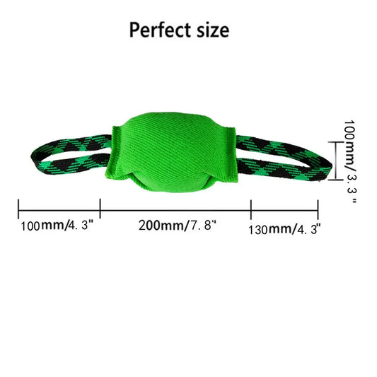 Green Durable Dog Tug Toy with 2 Handles - Interactive Bite Pillow for Training & Tug of War - Image 2